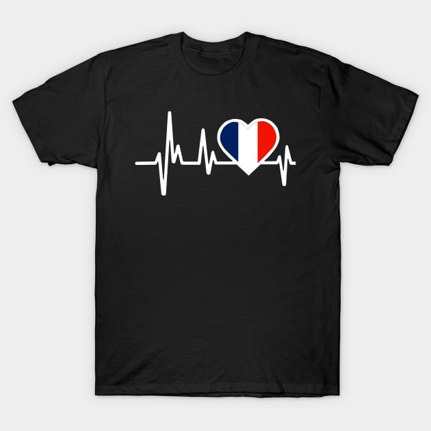 France Heartbeat Flag T-Shirt by Dojaja